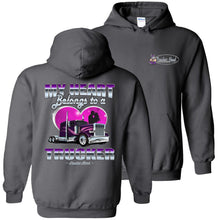 Load image into Gallery viewer, My Heart Belongs To A Trucker Truckers Wife Hoodie p charcoal