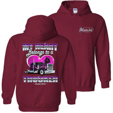 Load image into Gallery viewer, My Heart Belongs To A Trucker Truckers Wife Hoodie p red