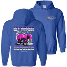 Load image into Gallery viewer, My Heart Belongs To A Trucker Truckers Wife Hoodie p royal