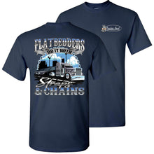 Load image into Gallery viewer, FlatBedders Do It With Straps &amp; Chains Flatbedder T Shirt navy