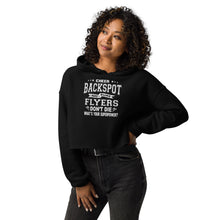 Load image into Gallery viewer, Funny Cheer Backspot Cropped Cheerleader Hoodie sales mockup