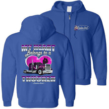 Load image into Gallery viewer, My Heart Belongs To A Trucker Truckers Wife Hoodie z royal