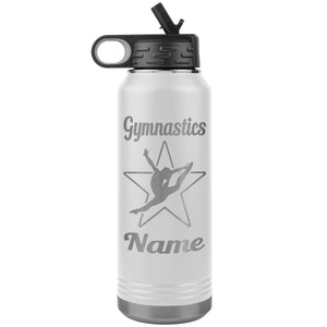 32oz Gymnastics Water Bottle Tumbler white