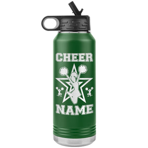32oz Cheerleading Water Bottle Tumbler, Cheer Gifts green