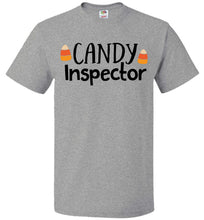 Load image into Gallery viewer, Candy Inspector Funny Halloween Shirts grey