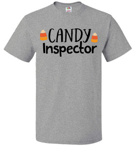 Candy Inspector Funny Halloween Shirts grey