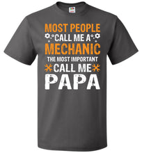 Load image into Gallery viewer, Most People Call Me A Mechanic Papa Shirt charcoal