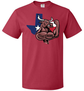Texas Strong T Shirt With Longhorn Texas Strong T Shirt fol red