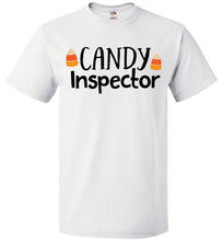 Load image into Gallery viewer, Candy Inspector Funny Halloween Shirts white