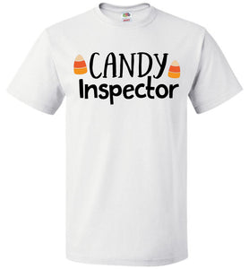 Candy Inspector Funny Halloween Shirts white