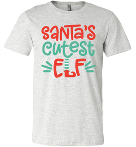 Santa's Cutest Elf Christmas Shirts adult ash