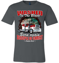 Load image into Gallery viewer, Washed In The Blood Christian Trucker Shirts canvas asphalt 