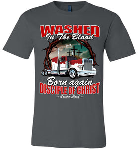Washed In The Blood Christian Trucker Shirts canvas asphalt 
