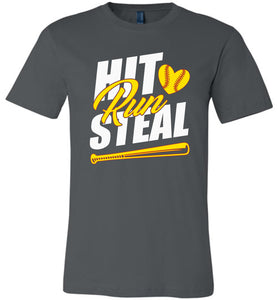 Hit Run Steal Softball T-Shirt asphalt 