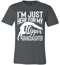 Load image into Gallery viewer, I&#39;m Just Here For My Flippin&#39; Granddaughter Gymnastics Grandma Grandpa T Shirt charcoal