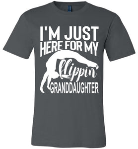 I'm Just Here For My Flippin' Granddaughter Gymnastics Grandma Grandpa T Shirt charcoal