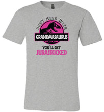 Load image into Gallery viewer, Don&#39;t Mess With Grandmasaurus T-shirt grey