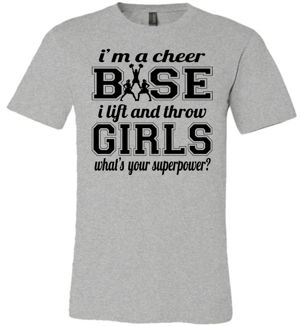I Lift And Throw Girls Funny Cheer Base Shirts adult & Youth grey