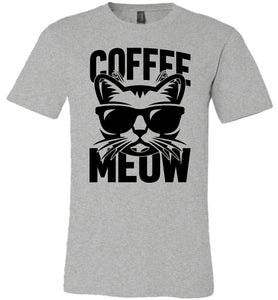 Coffee Meow Coffee Cat T Shirt gray