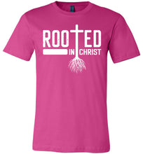 Load image into Gallery viewer, Rooted In Christ Christian Quotes Shirts berry