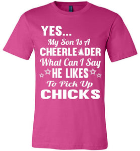 He Likes To Pick Up Chicks Cheer Mom Cheer Dad Shirts berry