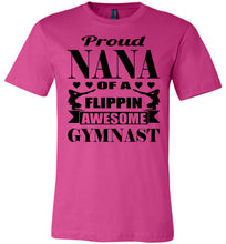 Load image into Gallery viewer, Proud Nana Of A Flippin Awesome Gymnast Gymnastics Nana T-Shirt berry
