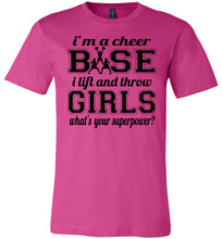 Load image into Gallery viewer, I Lift And Throw Girls Funny Cheer Base Shirts adult &amp; Youth berry