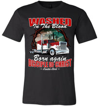 Load image into Gallery viewer, Washed In The Blood Christian Trucker Shirts canvas black