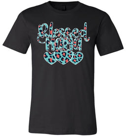 Blessed Mama Leopard Print Mom Shirt black