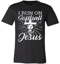 Load image into Gallery viewer, I Run On Softball And Jesus Christian Softball Shirts black
