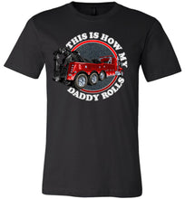 Load image into Gallery viewer, This Is How My Daddy Rolls Tow Truck Kid&#39;s Trucker Tee black