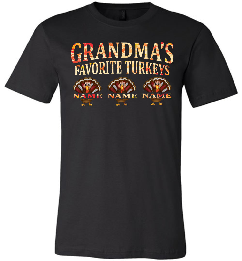 Grandma's Favorite Turkeys Funny Fall Shirts Funny Grandma Shirts black