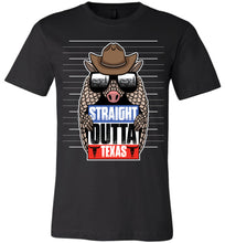 Load image into Gallery viewer, Straight Outta Texas Shirt With Armadillo Texas pride shirts black