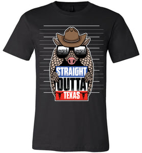 Straight Outta Texas Shirt With Armadillo Texas pride shirts black