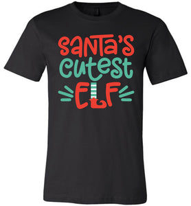 Santa's Cutest Elf Christmas Shirts adult black