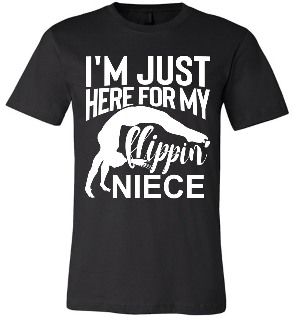 I'm Just Here For My Flippin Niece Gymnastics Aunt Uncle Shirts black