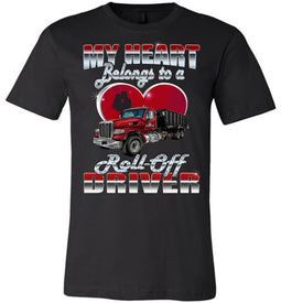 My Heart Belongs To A Roll-Off Driver Wife T-shirt black