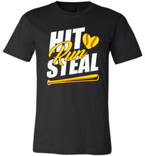 Load image into Gallery viewer, Hit Run Steal Softball T-Shirt black