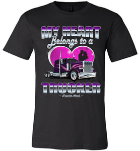 My Heart Belongs To A Trucker Wife Shirt front print black