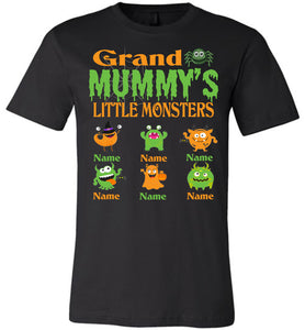 Grand Mummy's Little Monsters Grandma Halloween Shirt unisex crew
