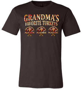 Grandma's Favorite Turkeys Funny Fall Shirts Funny Grandma Shirts brown