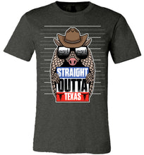 Load image into Gallery viewer, Straight Outta Texas Shirt With Armadillo Texas pride shirts dark heather