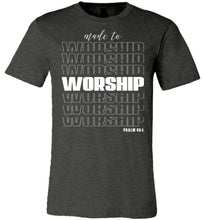 Load image into Gallery viewer, Made To Worship Psalm 95:1 Christian Shirts dark heather gray