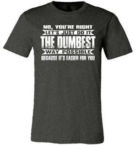 No You're Right Let's Do It The Dumbest Way Possible Graphic T-Shirt dark heather gray