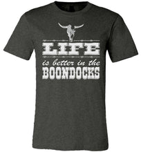 Load image into Gallery viewer, Life Is Better In The Boondocks Country T-shirt dark heather