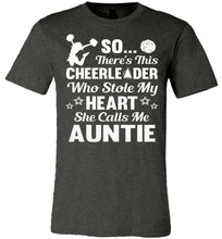 Load image into Gallery viewer, Cheerleader Who Stole My Heart She Calls Me Auntie Cheer Aunt Shirts dk heather gray