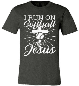 I Run On Softball And Jesus Christian Softball Shirts dark gray heather