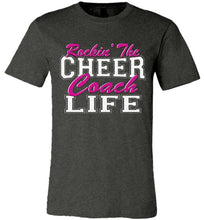 Load image into Gallery viewer, Rockin&#39; The Cheer Coach Life Cheer Coach Shirts dark gray heather