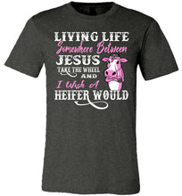 Load image into Gallery viewer, Jesus Take The Wheel I Wish A Heifer Would Funny Quote Tee dark heather