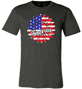 America Sunflower T-shirt dk heather